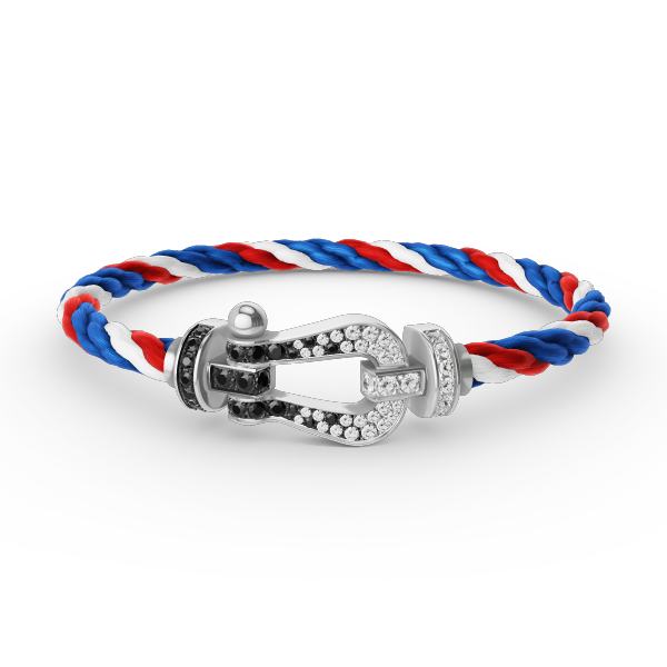 ¡®Imperial¡¯FORCE LARGE HORSESHOE BLACK WHITE DIAMOND BRACELET SILVER