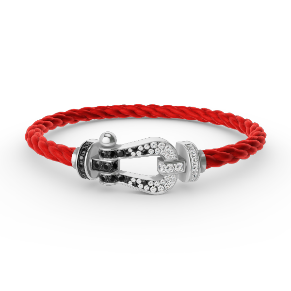 ¡®Imperial¡¯FORCE LARGE HORSESHOE BLACK WHITE DIAMOND BRACELET SILVER