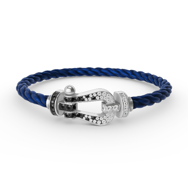Imperial FORCE Großes Hufeisen Schwarz Weiß Diamantarmband Silber