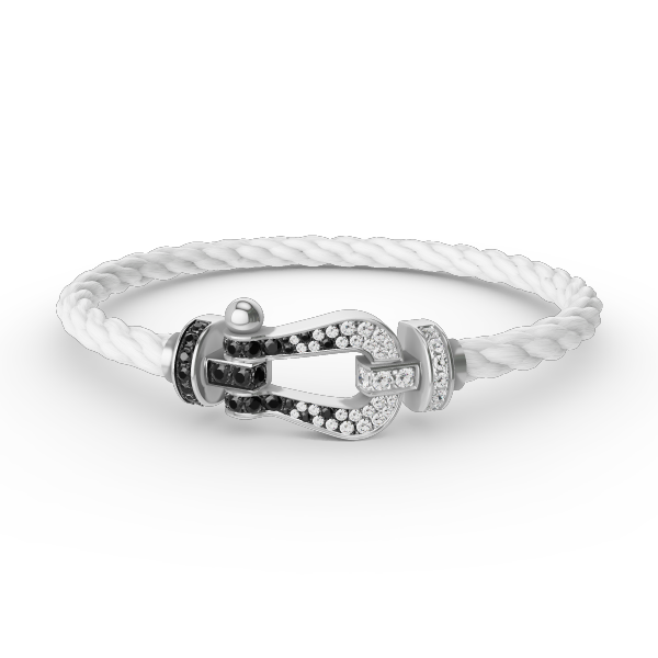 ¡®Imperial¡¯FORCE LARGE HORSESHOE BLACK WHITE DIAMOND BRACELET SILVER