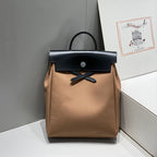 HERBAG A DOS ZIP RETOURNE RUCKSACK 29 IN BRAUNEM CANVAS UND SCHWARZEM KALBSLEDER