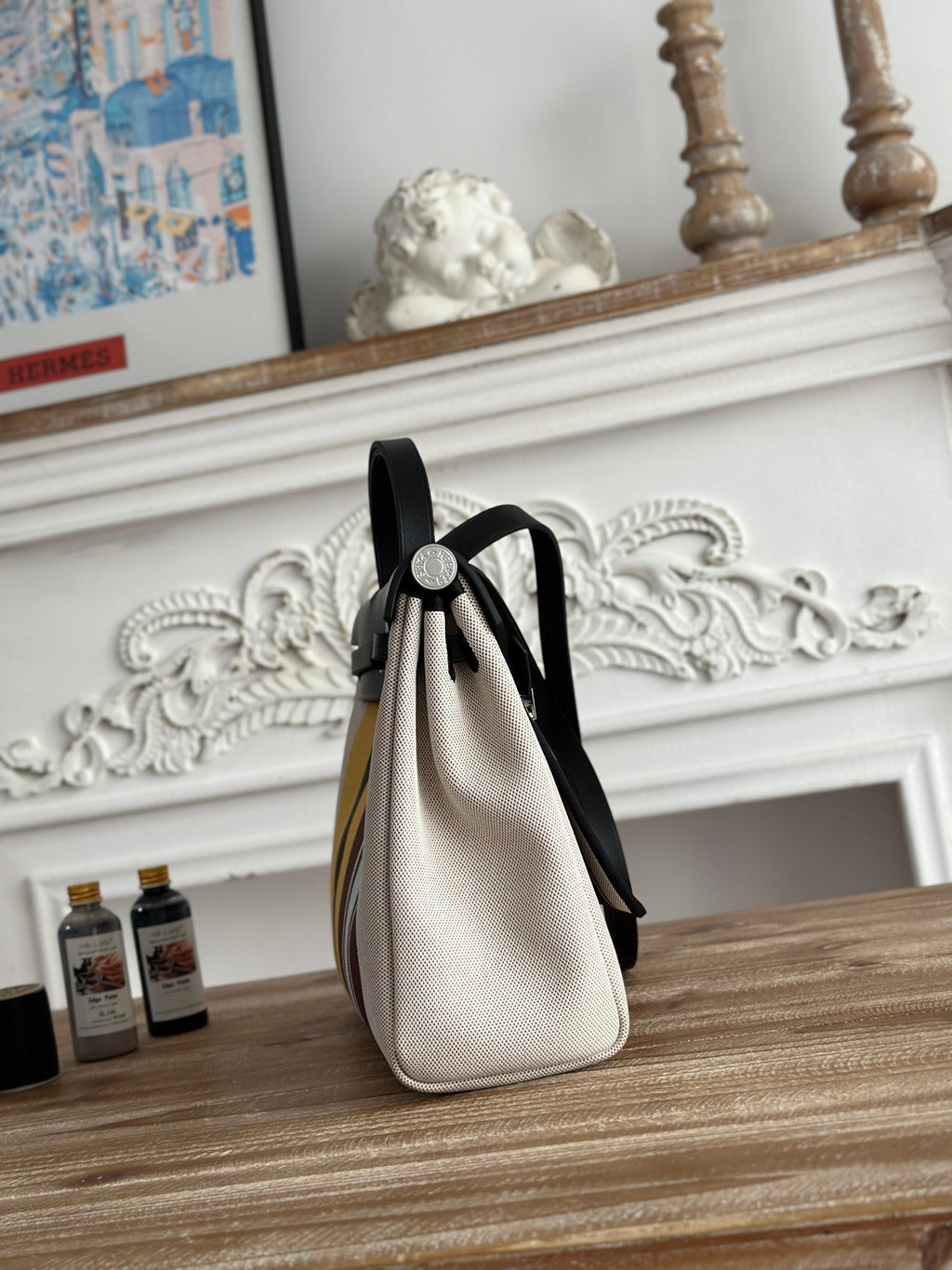HERBAG ZIP 31 LACKIERTE TASCHE IN BRAUN MIX GELB H PLUME CANVAS