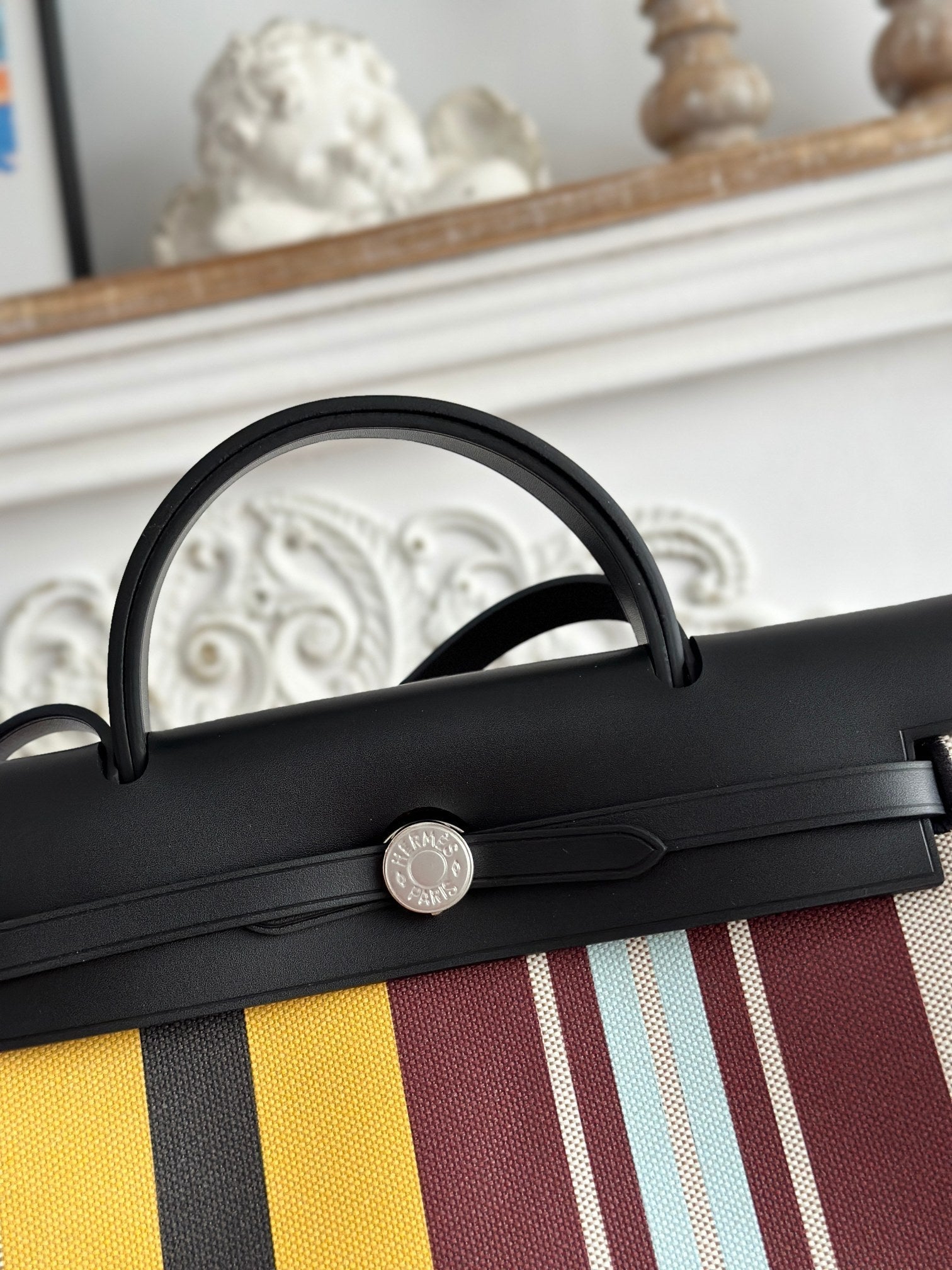 HERBAG ZIP 31 LACKIERTE TASCHE IN BRAUN MIX GELB H PLUME CANVAS