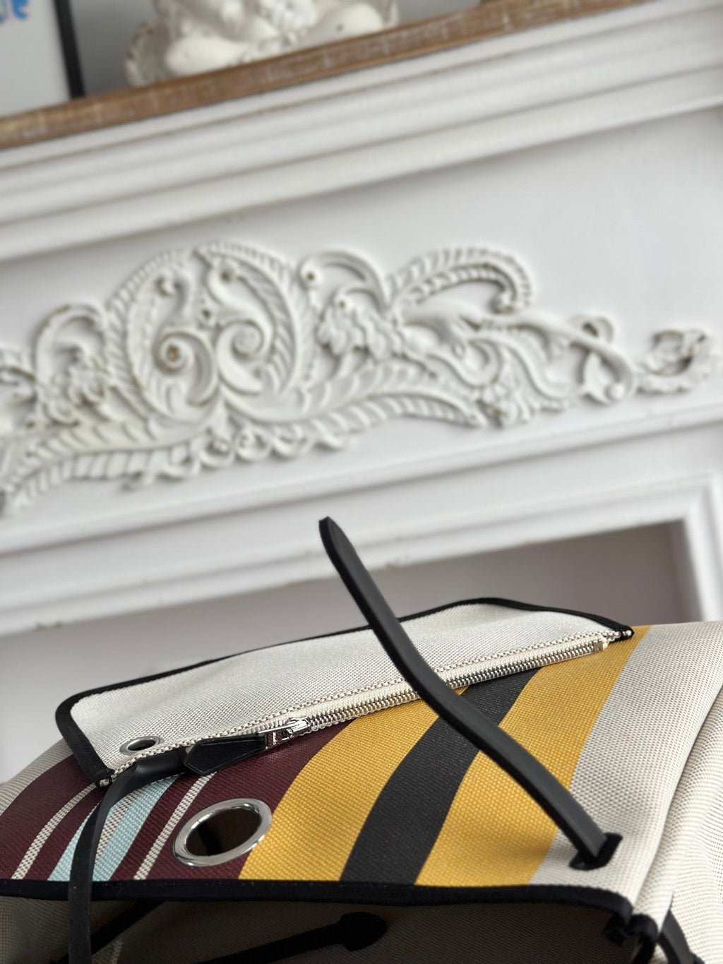 HERBAG ZIP 31 LACKIERTE TASCHE IN BRAUN MIX GELB H PLUME CANVAS