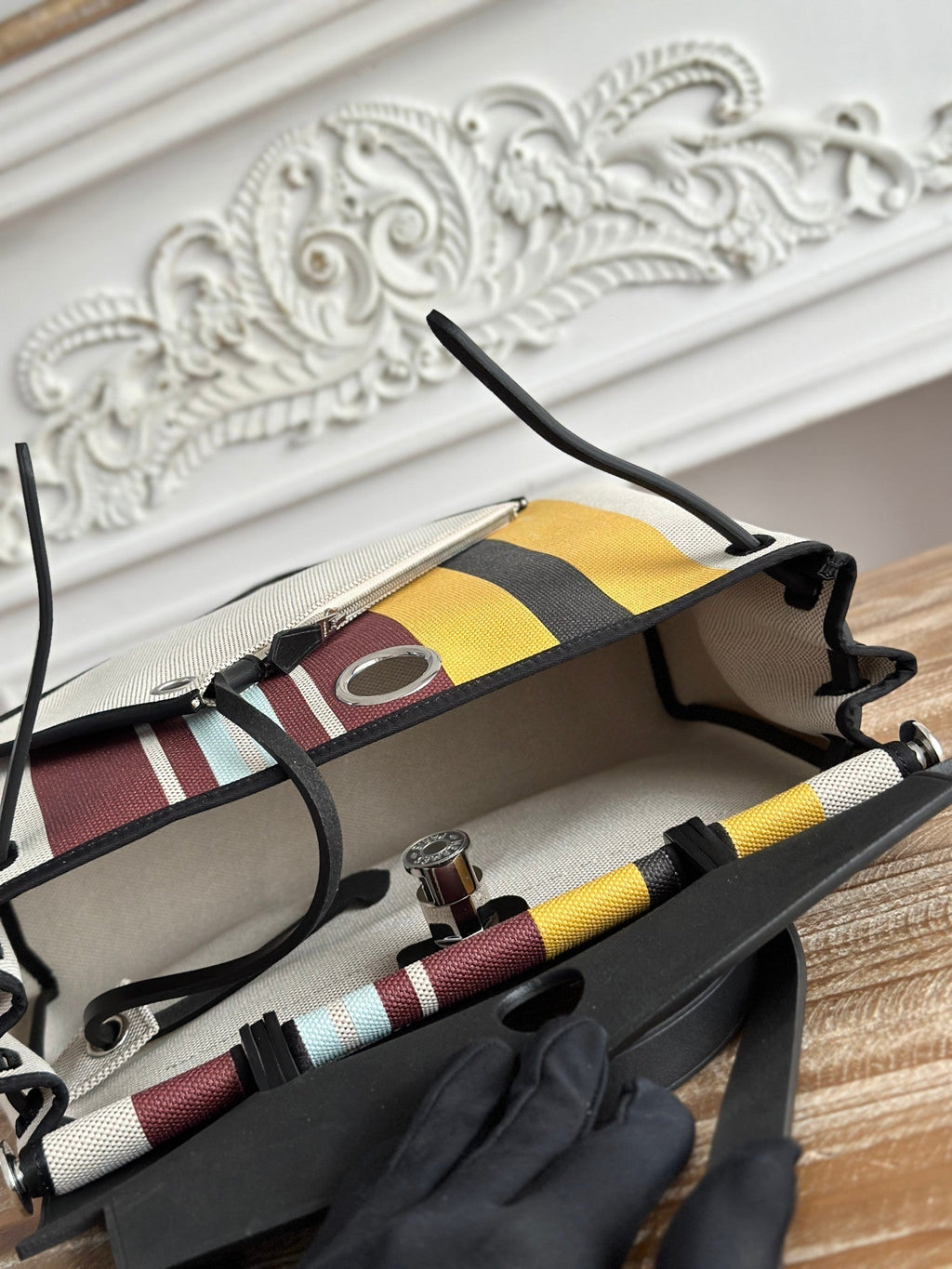 HERBAG ZIP 31 LACKIERTE TASCHE IN BRAUN MIX GELB H PLUME CANVAS