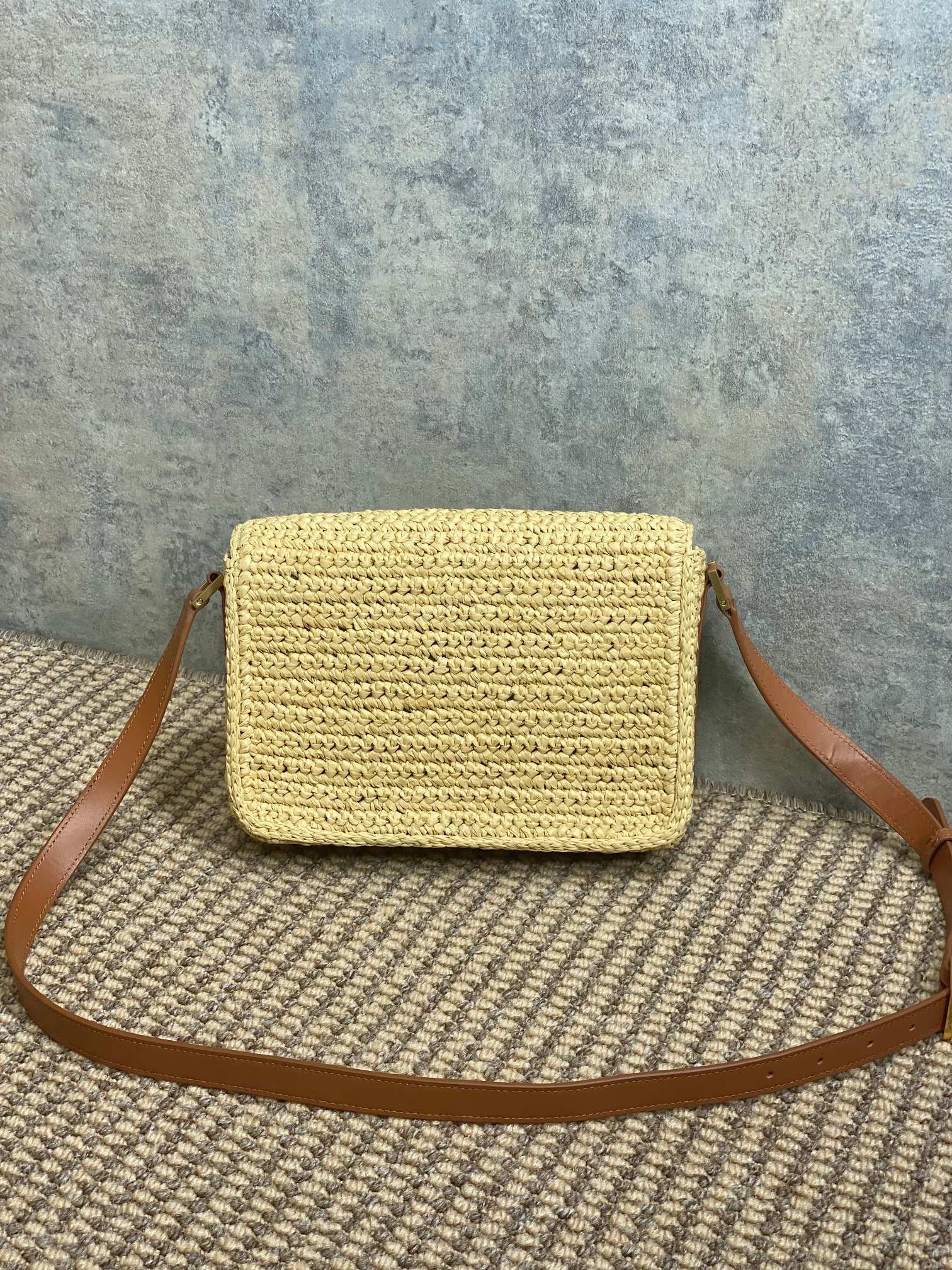 SOLFERINO MEDIUM CROSSBODY BAG 23 IN BEIGE MIX BROWN RAFFIA