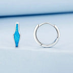 レディース用オパールフープイヤリング ホワイトゴールドメッキ