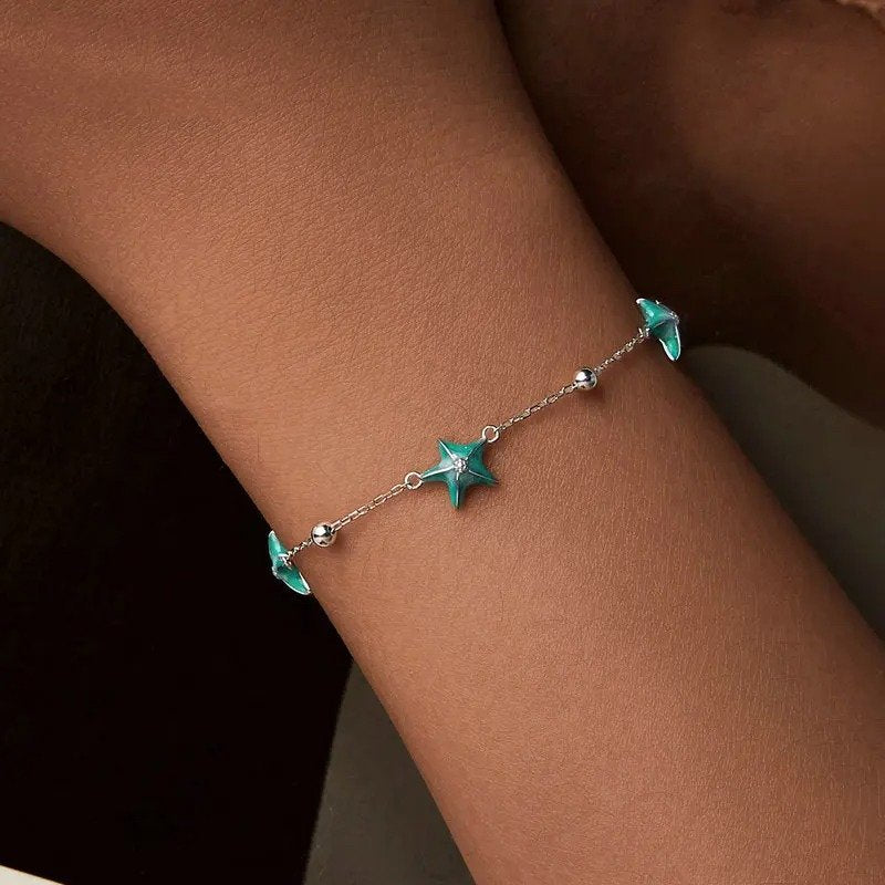 Armbänder mit blau-grünem Seestern-Gliederkette