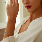 グラデーションブルーグリーンのヒトデリンクチェーンブレスレット