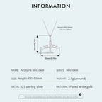 Zarte Flugzeug-Anhänger-Halskette, platinplattiert