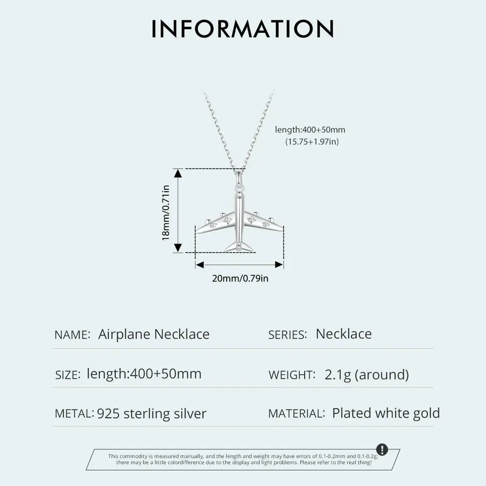 Zarte Flugzeug-Anhänger-Halskette, platinplattiert