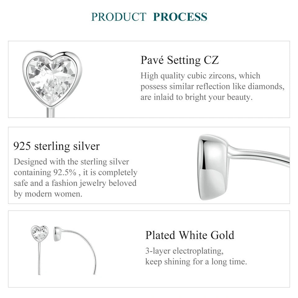 上品でシンプルなハート型イヤリング（レディース）BSE1003