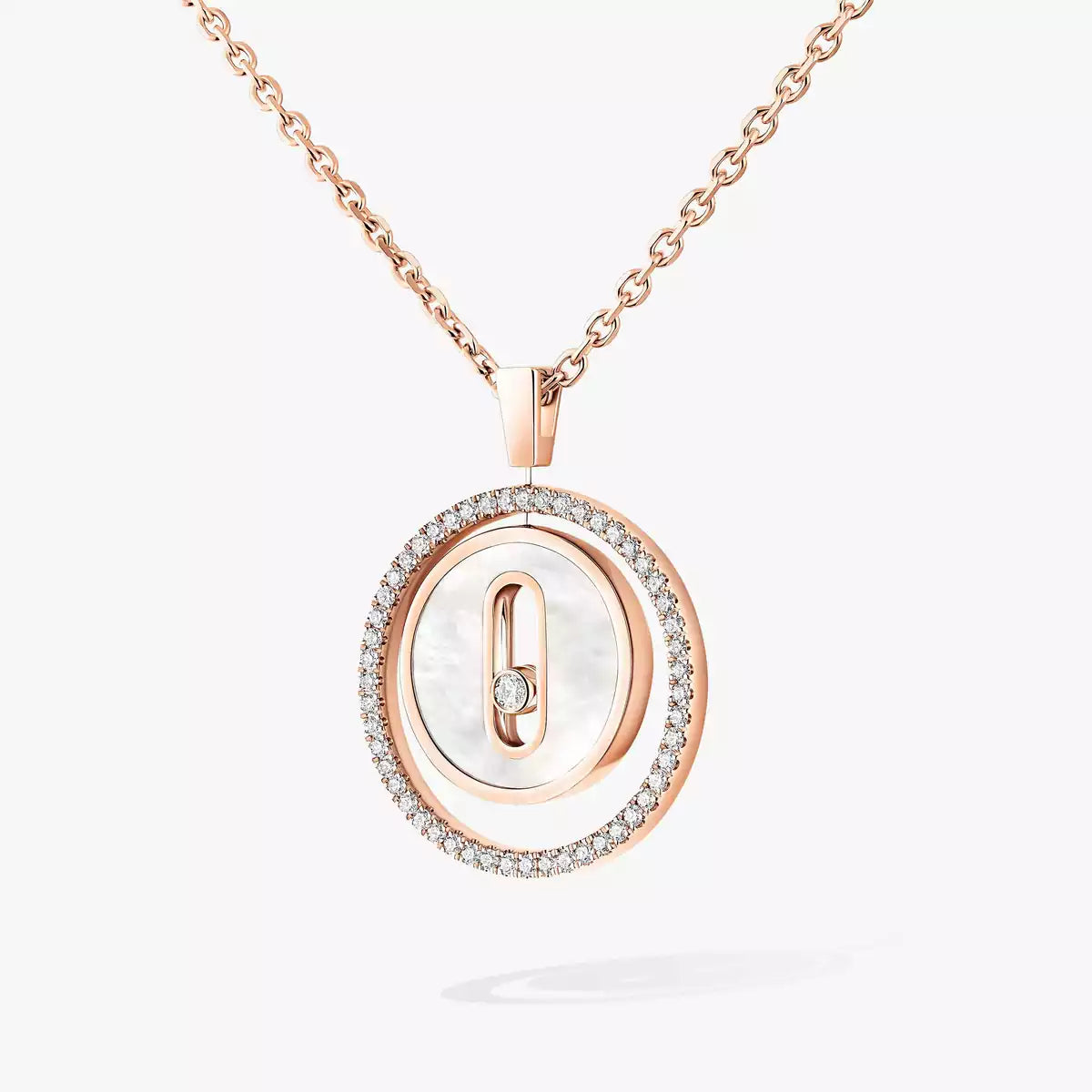 [Imperial Jewelrys]Lucky Move Diamond Necklace in Rose Gold and White Mother-of-Pearl