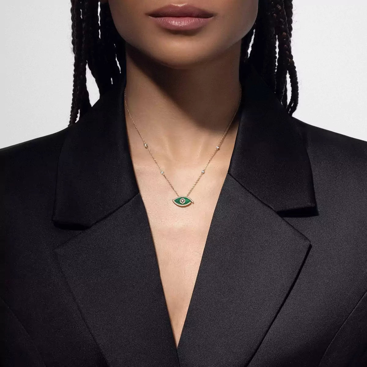 [Imperial Jewelrys]Lucky Eye Diamond Necklace in Rose Gold and Turquoise