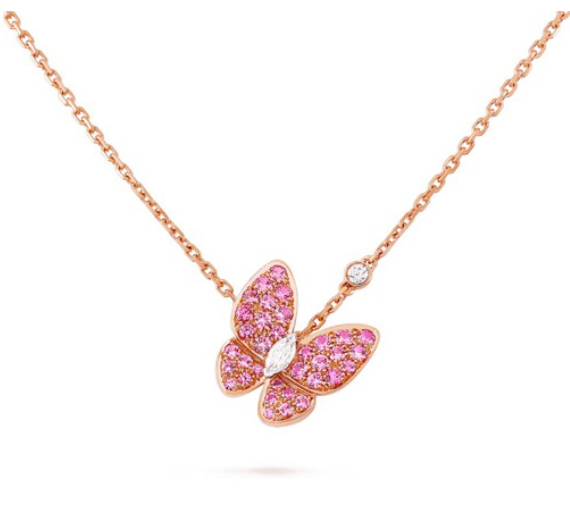 Imperial Butterfly Halskette aus rotem Diamanten in Roségold