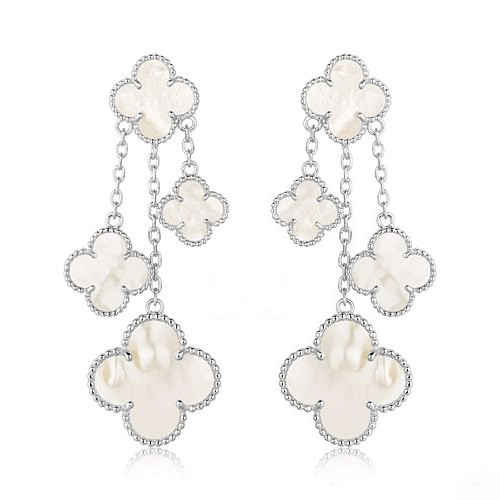 ¡®Imperial¡¯CLOVER EARRINGS WHITE MOP 4 MOTIFS SILVER