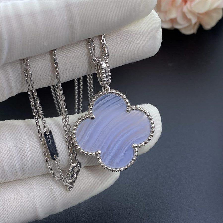 Imperial CLOVER SILVER CHALCEDONY BIG CLOVER NECKLACE