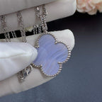 Imperial CLOVER SILVER CHALCEDONY BIG CLOVER NECKLACE
