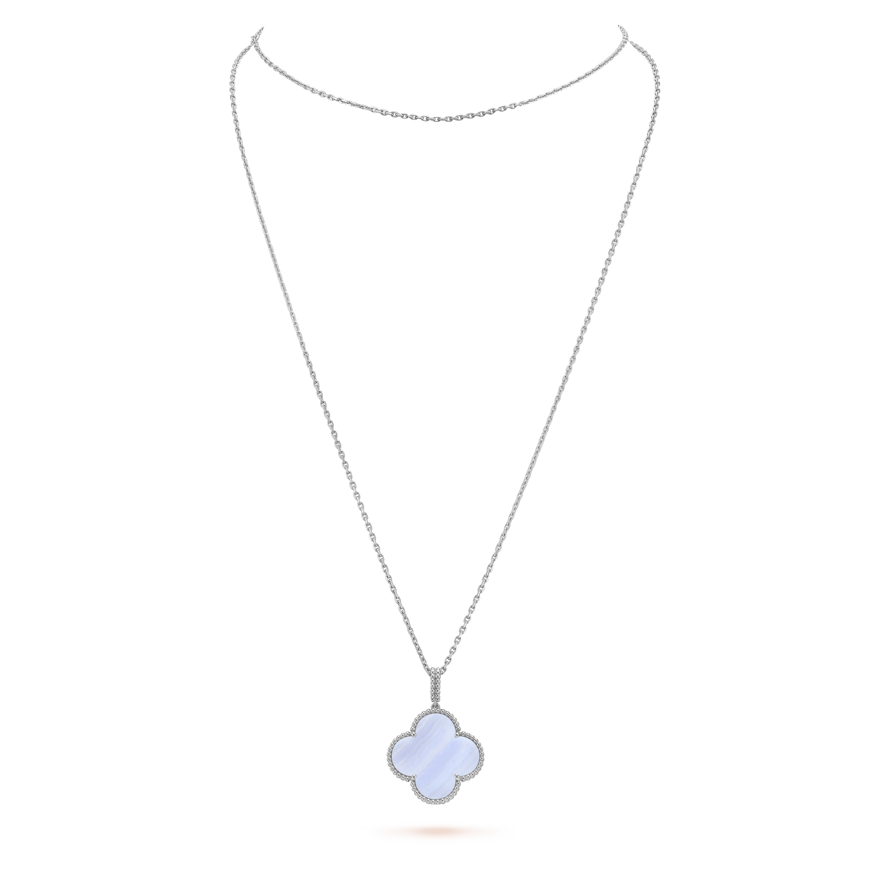 Imperial CLOVER SILVER CHALCEDONY BIG CLOVER NECKLACE