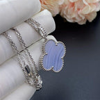 Imperial CLOVER SILVER CHALCEDONY BIG CLOVER NECKLACE