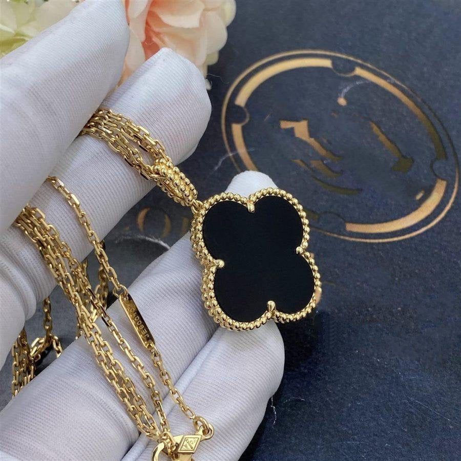 Imperial CLOVER 25MM GOLD ONYX GROSSE KLEE-HALSKETTE