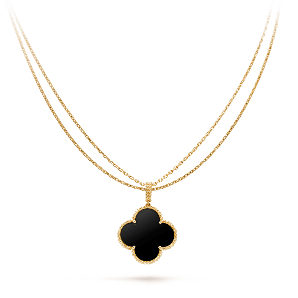 Imperial CLOVER 25MM GOLD ONYX GROSSE KLEE-HALSKETTE