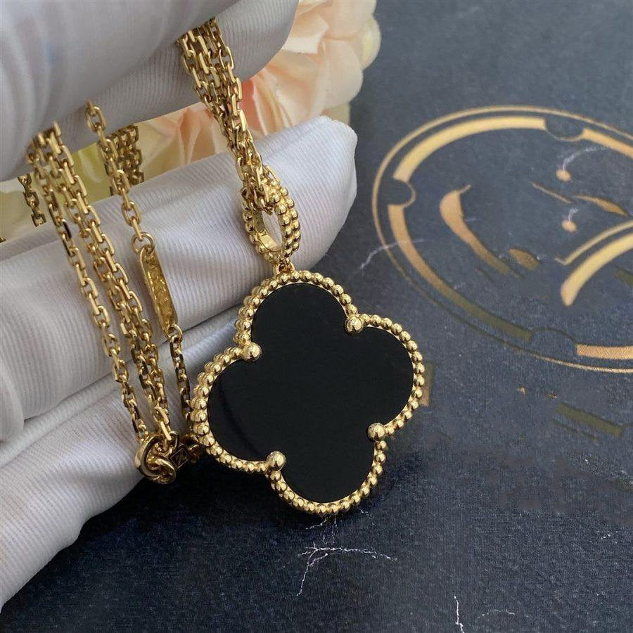 Imperial CLOVER 25MM GOLD ONYX GROSSE KLEE-HALSKETTE