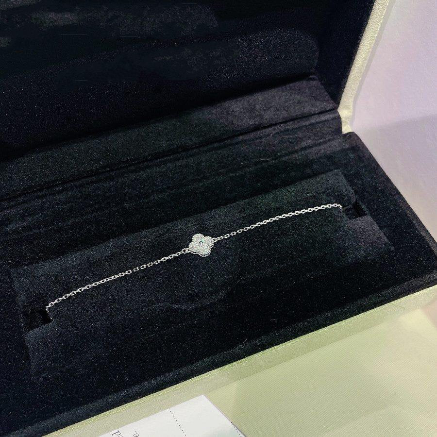 Imperial Kleeblatt-Armband mit einzelner Blume, Silber