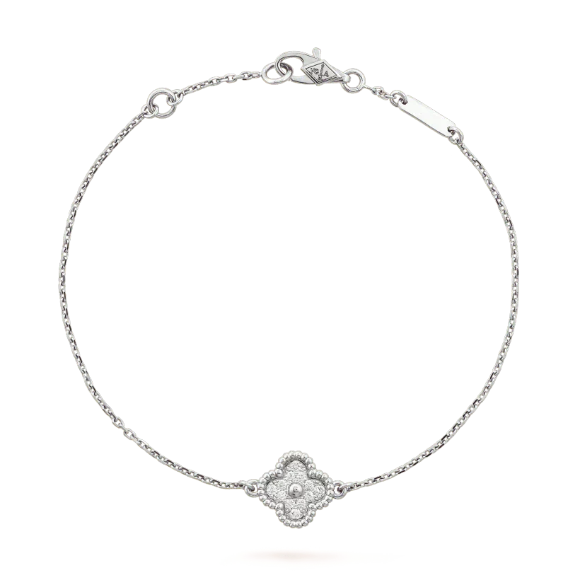 Imperial Kleeblatt-Armband mit einzelner Blume, Silber