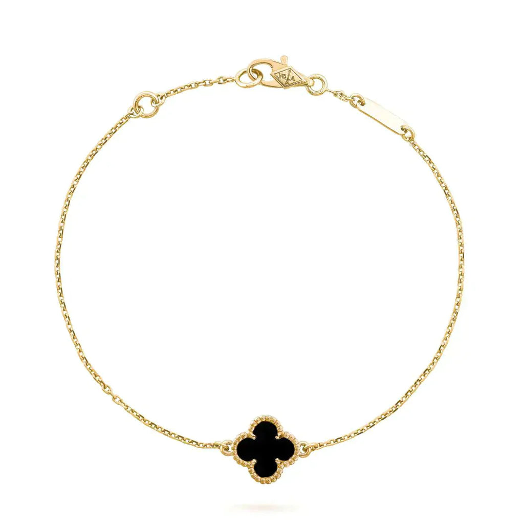 ¡®Imperial¡¯CLOVER ONYX SINGLE FLOWER BRACELET