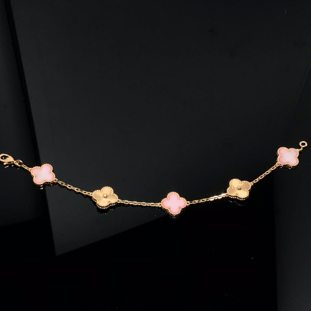 Imperial Kleeblatt-Armband mit 5 Motiven, rosa und rosagold